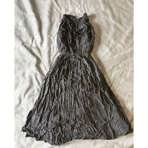 Converse One Star Gray Sleeveless Midi Dress Ruffle Neck Lace Up Back